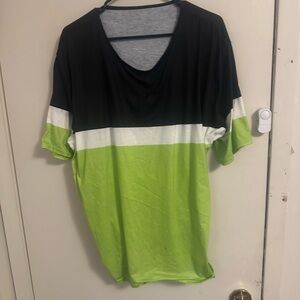 Black and Green Colorblock T-Shirt